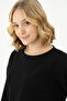 Women's Black Top Crop Sweatshirt - 2
