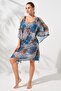 231802-d Ocean Sleeve Tape Detailed Tunic Pareo - 4