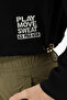 Women's Black Top Crop Sweatshirt - 7