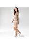 Women's Slim Fit Printed Long Sleeve Stand Collar Light Brown Dress - 4