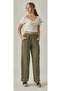 MUSLIN HIGH WAIST BOLT LEG SLIT PANT - 3