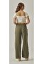 MUSLIN HIGH WAIST BOLT LEG SLIT PANT - 4