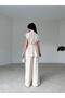 Women's Cream Belted Vest Double Set - 3