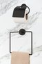 Black Square Towel Rack / Narrow Cover Toilet Paper Holder / Robe Hanger / Bathroom Set - 2