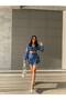 Blue Crop Chiffon Set - Layered Skirt and Chest Cut - 6