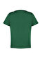 Koyu Yeşil Slogan Baskılı Relaxed %100 Pamuk Örme Büyük Beden T-shirt TBBSS24BF00036 - 10