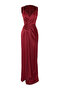 Long Burgundy Satin Evening Dress - TPRSS24AE00038 - 7