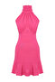 Pembe Halter Yaka A Kesim Mini Dokuma Elbise TWOSS21EL1538 - 7