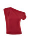 Bordo Regular/Normal Kalıp Asimetrik Yaka Sıfır Kol Esnek Örme Bluz TWOSS24BZ00396 - 6