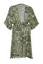 Çok Renkli Etek Ucu Püsküllü Yarasa Kol Viskon Plaj Giyim Büyük Beden Kimono&Kaftan TBBSS24DE00005 - 7