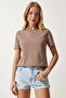 Women's Mink Crew Neck Basic Knitted T-Shirt UB00229 - 3