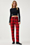 Women's Red Patterned Soft Textured Knitted Pajama Bottoms CE00089