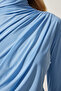 Women's Sky Blue Ruched Detail Mock Neck Sandy Blouse FF00135 - 5