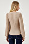 Women's Cream Square Collar Textured Knitted Blouse DD01111 - 5