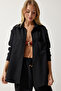 Women's Black Oversize Shirt Loose Pants Set MP00025 - 4