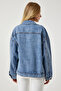 Women's Light Blue Pearl Embroidered Denim Jacket RV00168 - 5