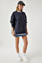 Women's Anthracite Zipper Detailed Raised Knitted Sweatshirt UB00148 - 2