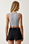 Women's Gray Halter Neck Crop Knitted Blouse OW00039 - 5
