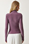 Women's Lilac Ruched Detail Mock Neck Sandy Blouse FF00135 - 5