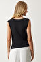 Women's Black Gathered Sleeveless Knitted Blouse YU00015 - 5