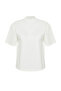 Beyaz %100 Kalın Pamuklu Dik Yaka Truvakar Kol Örme T-Shirt TWOSS24TS00074 - 7
