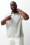 Premium Large Size Stone Oversize Textured Ottoman Polo Neck T-Shirt Tmnss24Bf00047 - 3