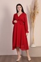 Maternity Double Breasted Collar Belted Chiffon Dress Trend Wedding Engagement Henna Red - 2