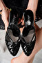 Women's Black Leo Textured Stylish House Slippers (Order 1 Size Larger)