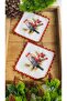 2 Decorative Cocktail Napkins with Cone and Bird Pattern - 7