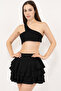 Women's Black Quadra Frilly Mini Skirt - 4