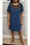 Women's Short Sleeve Sweetheart Neckline Chest Tulle Detail Crepe Dress - 7