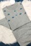 Wide Fit Winter Blue Flower Pattern Plus Size Mother Pajama Set - 2