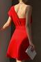 New Season Women's Stretchy Diving Fabric Single Shoulder Design Mini Dress with Belt582093 - 4