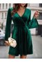 Women's V Neck Christmas Christmas Velvet Dress