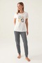 100% COTTON BICYCLE COLLAR HALF SLEEVE WOMEN'S PAJAMAS SET 2871 - 4