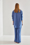 Women's Indigo Elastic Waist Pants and Top Set 60111075 - 5