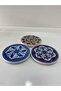 3 Pieces 9 cm Tile Patterned Ceramic Coasters - 7