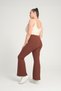 Curve Large Size Ribbed Spanish Leg High Waist Recovery Brown Leggings - 4