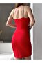 Stone Detailed Double Breasted Collar Slit Scuba Fabric Evening Dress - 5