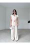 Women's Cream Belted Vest Double Set