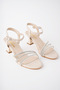 Women's Nude Stone Heeled Shoes - 5