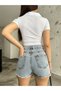Women's Zippered Polo Neck Ribbed Short Sleeve Camisole Crop Blouse - 4