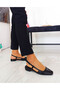 Black Color Patent Leather Low Heel Banded Women's Ballerina Shoes - 4