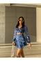 Blue Crop Chiffon Set - Layered Skirt and Chest Cut