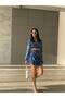 Blue Crop Chiffon Set - Layered Skirt and Chest Cut - 3