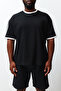 Büyük Beden Siyah Oversize/Geniş Kesim Kontrast Detaylı %100 Pamuklu T-shirt TMNSS24BF00033 - 4