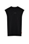 Siyah Oversize/Geniş Kesim Kabarık Yazı Baskılı Etiketli T-Shirt/Atlet TMNSS24AL00005 - 7
