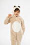 Animal Figured Teddy Bear Welsoft Plush Kids Jumpsuit - 4