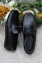 31110 Black Leather Genuine Leather Loafer Men's Ballerina Shoes - 6