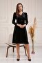 Double Breasted Collar Belted Velvet Watermelon Sleeve Dress 5006 Black - 5